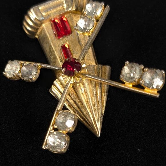 Vintage 1940s Jay Kel Sterling Silver Rhinestone The Magic Mill Windmill Brooch - Picture 4 of 9